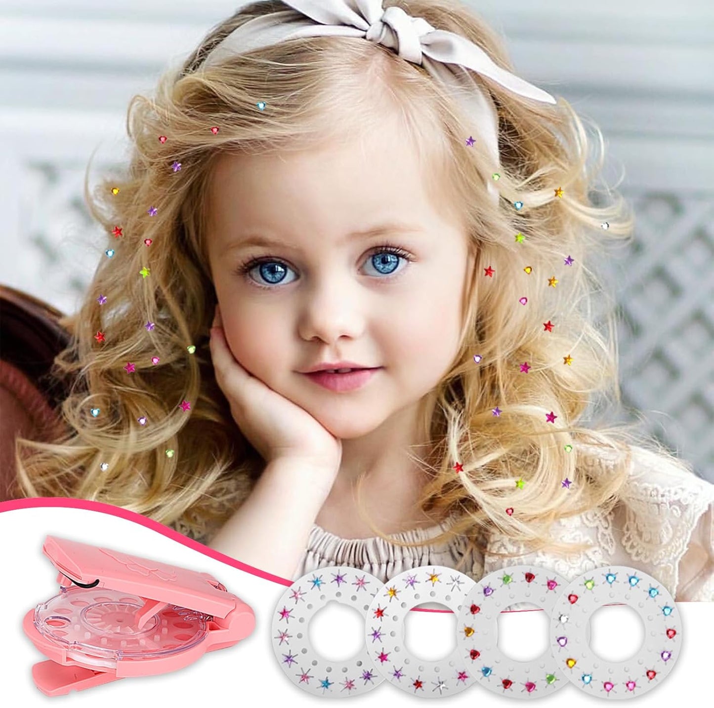 EKKONG Diamond Styling Kit, Hair Braider, Fashion Braid Tools, Automatic Braiding Machine with Comb Gem Applicator for Girls