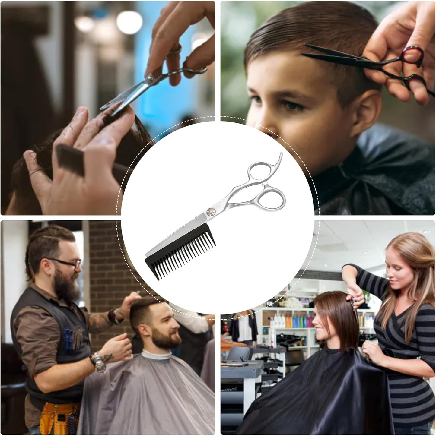 Forbici da Parrucchiere | Attrezzi Per Taglio Capelli | Forbici Sfoltitrici 2 in 1 con Pettine Rimovibile per Uomo Donna Taglio Capelli a Casa Viaggio Parrucchieri Salone Domestico Cura