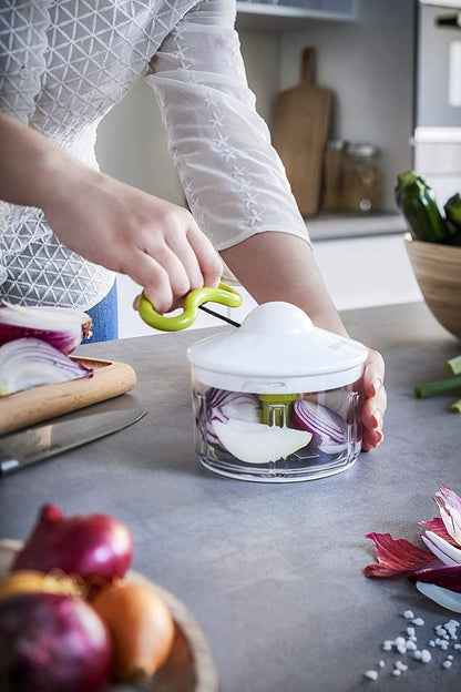 Tefal K1330404 Manual Food Chopper and Mixer with Stainless Steel Blades for Vegetables, Onions, Herbs and Nuts, 5 Second Chopper, 500 ml, Green - Dark Citronnelle