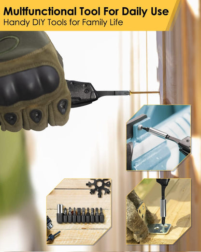 Gift for Men,Women BIBURY 15-in-1 Multi-Functional Pliers & 18-in-1 Snowflake Multitool, Foldable Multi-Tool Multitool Pocket Tool in Durable Stainless Steel, Camping Gadgets for Outdoor Adventurers