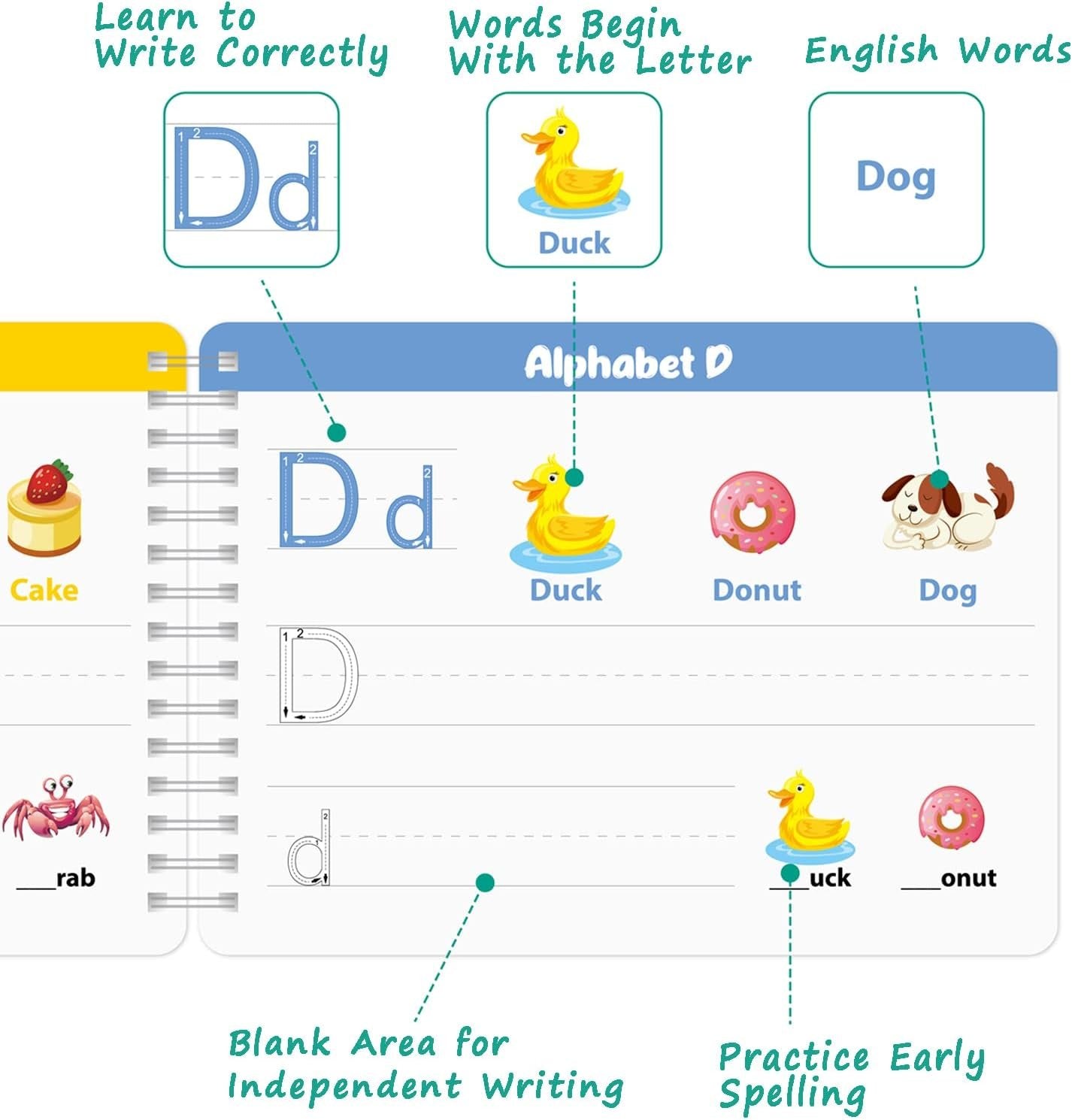 Handwriting Practice Book for Kids,40 Page Numbers Letters Practicing Book,Kindergarten Preschool Learning Activities for 3 4 5 6 Year Old,Learning & Education Montessori Toys for Kids Boys Girls