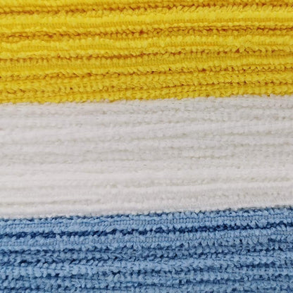 Amazon Basics Microfiber Cleaning Cloths, Ultra Absorbent, Lint Free, Streak Free, Non-Abrasive, Reusable and Washable, 16" x 12", Blue/White/Yellow, Pack of 24