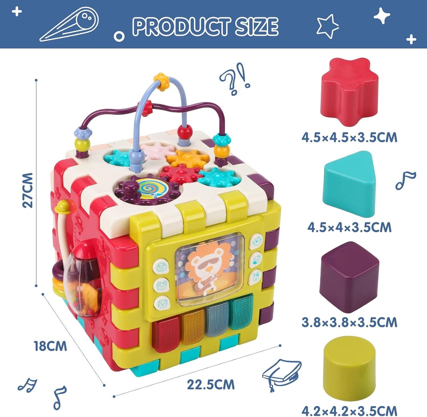 Qizebaby Baby Toys 12 to 18 Months 11-in-1 Activity Cube,Busy Learning Baby Musical Toy with Shape Sorter Toysï¼ŒKid Montessori Gifts for Toddler Boys Girls 1 2 3 Years Olds