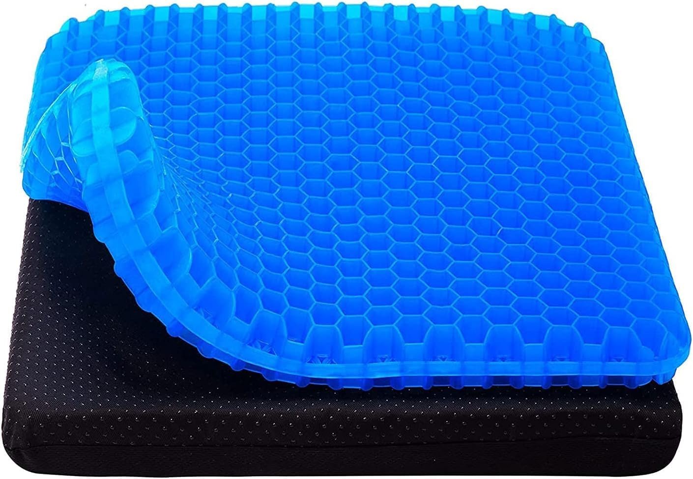 Gel Seat Cushion, ZIKO Ergonomic Design Egg Seat Cushion Wheelchair Cushion with Breathable Non-Slip Cover for Back Sciatica Pain Relief Long-Sitting Seat Cushion for Office Chair Car Wheelchair