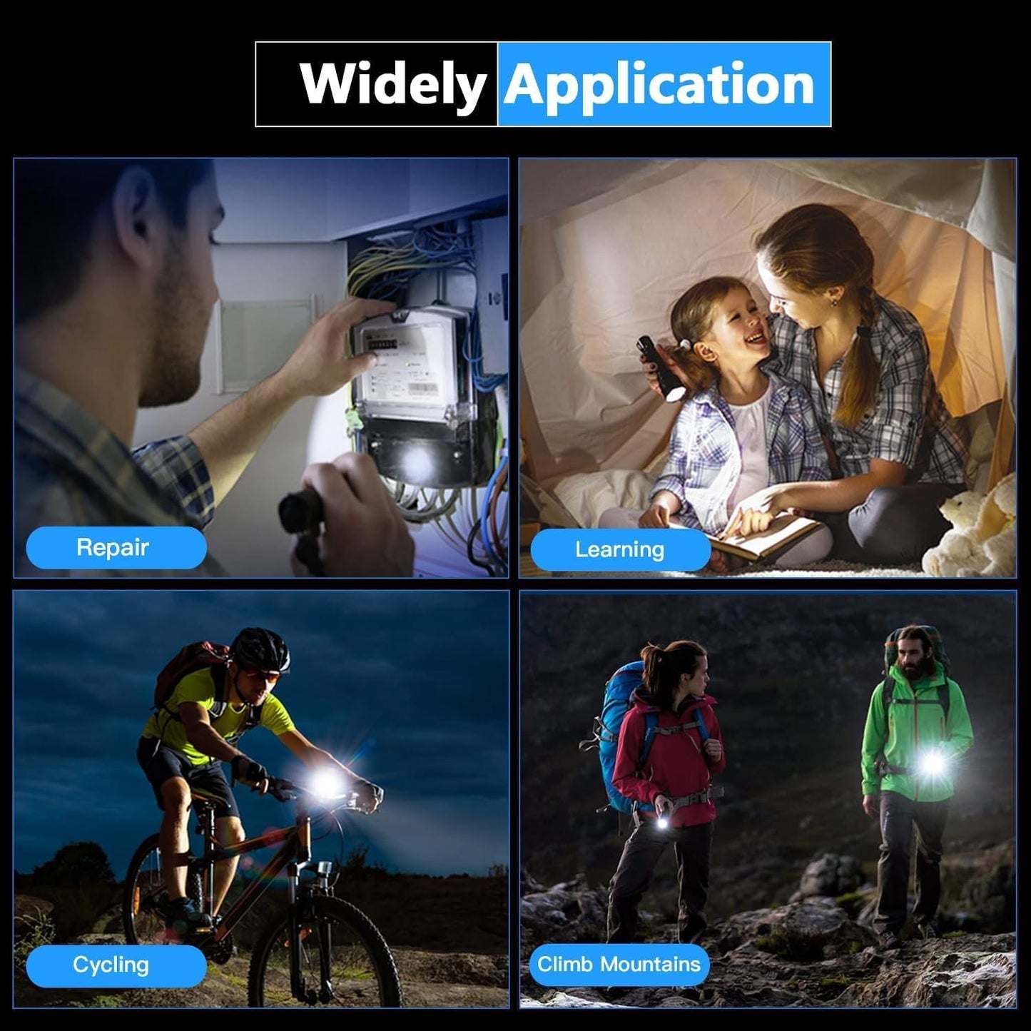 Rechargeable Flashlight, 500000 High Lumens Tactical Flashlight, Brightest Led Flashlight with 5 Modes, Zoomable, Type-c, IPX7 Waterproof, Powerful Flash Light for Camping, Runing, Cycling