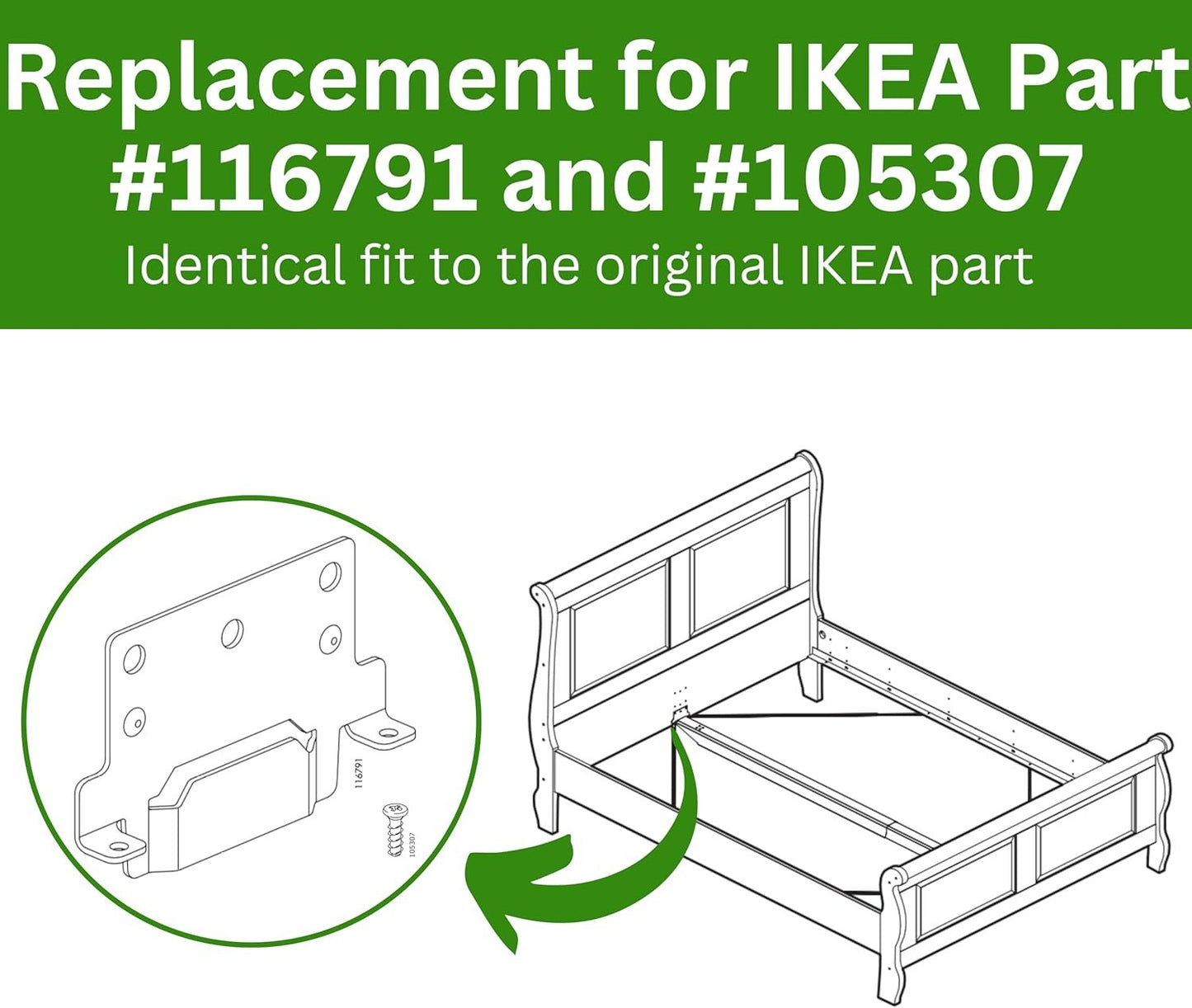 Spare Hardware Parts Replacement for IKEA Bed Frame Part 116791 (Mounting Plate) and 105307 (Screws)…