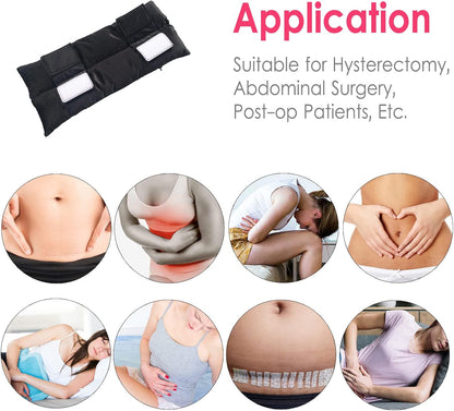 D. Cozy Hysterectomy Pillow Post Abdominal Surgery Seatbelt Pillows with Pocket Myomectomy Comfort Cushion for Tummy Tuck C-Section Belly Incision Recovery Gifts Women Patients, Black Velvet, 1 Count