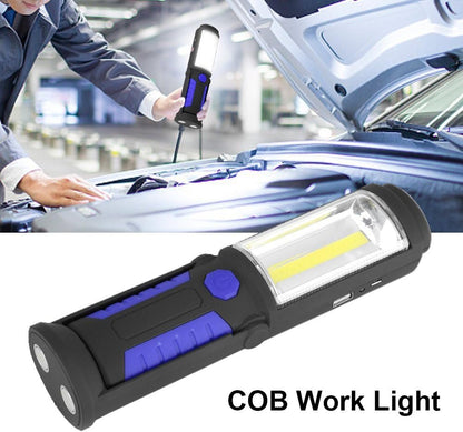 COB Work Flashlight, Rechargeable Handheld Flashlight, Super Bright LED Tactical Flashlight with Magnetic Base, Emergency Flashlight, Portable Flashlight for Camping Hiking (Blue)