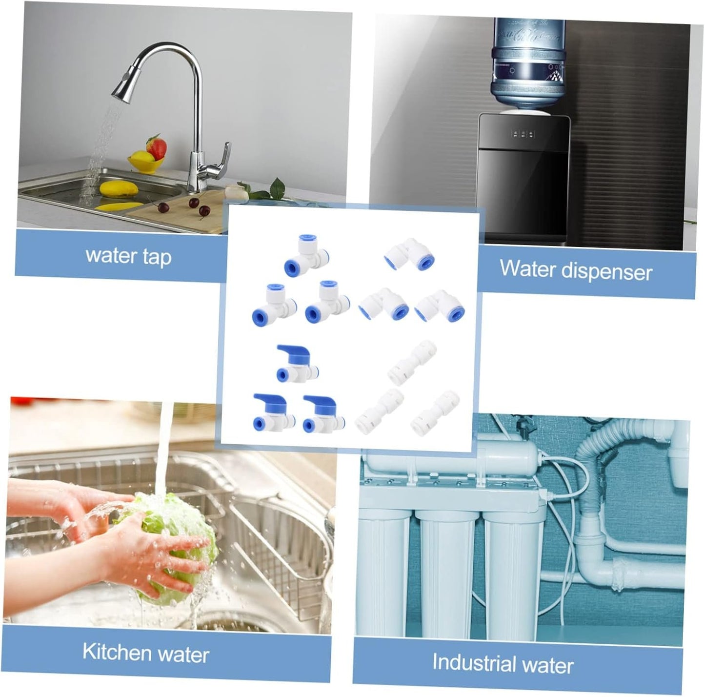VILLCASE 2 Sets 12pcs Water Filter Tool Water Purifier Fittings Blue Universal Tube Connectors for Home Restaurant Use