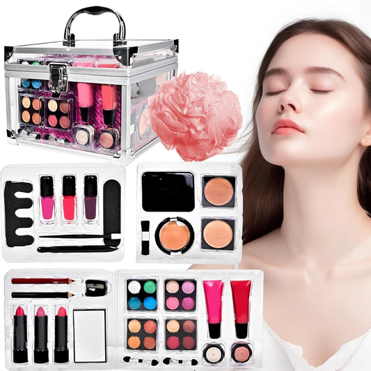 Beginner Makeup Kit for Adults, Complete Makeup Kit for Women, Professional Beauty Tools with Cosmetic Bags, Face Makeup Accessories for Beginners and Everyday Use