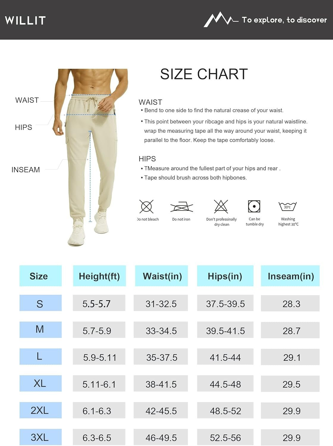 WILLIT Men's Hiking Cargo Travel Pants Lightweight Quick Dry Running Joggers Athletic Outdoor Pants with Zipper Pockets