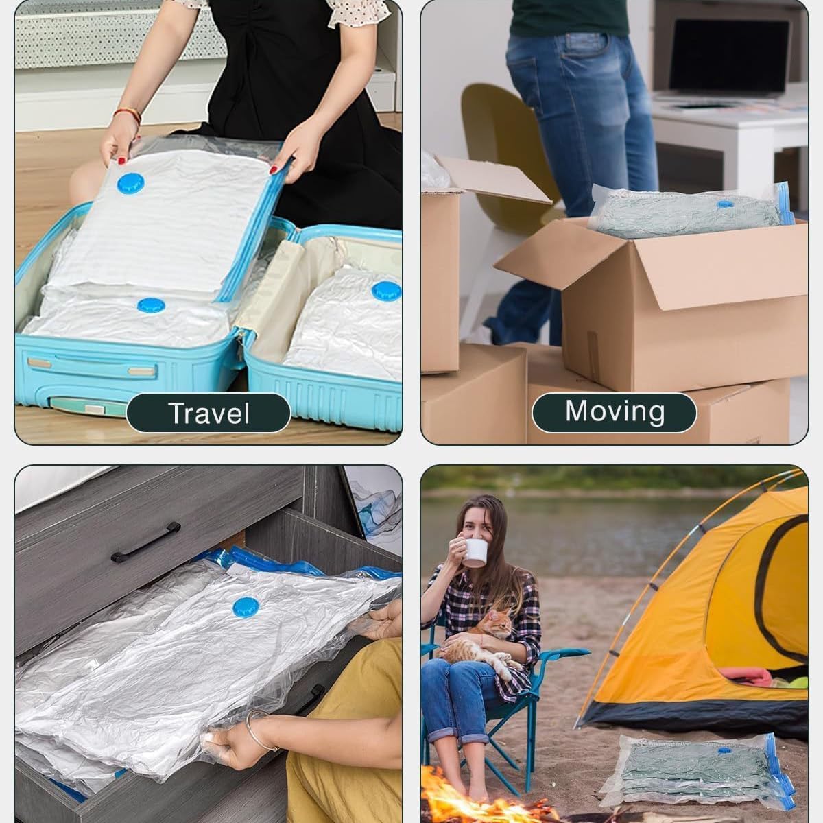 Vacuum Storage Bags Pack of 16(4 Jumbo,4 Large,4 Medium,4 Small)-Space Saver Sealer Compression Bags with Hand Pump for Clothes,Duvets, Comforters, Blankets, Pillows, Curtains & Travel