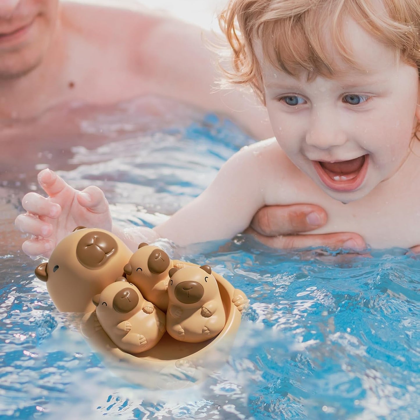 Bathtub Toys, Floating Capybara Figures, Interactive Animal Set, Child-Mother Water Play Toy, Cute Tub Accessory for Kids, Shower, Pool, Beach, Outdoor Fun, 4.72x6.89x3.15 Inches