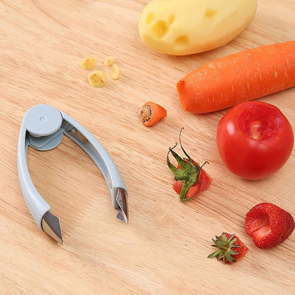 Strawberry Huller - Stainless Steel Strawberry Stem Remover Tool - Portable Food Prep Gadget with Ergonomic Handle, Cooking Utensils for Home, Picnic, Camping