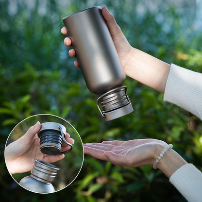 Titanium Water Bottle - Stainless Steel Water Bottle | Water Bottle in Titanium, Leak Proof Cycling Drinkware, Titanium Hydration Water Bottle for Outdoor Activities, Hiking, Camping, Travelling
