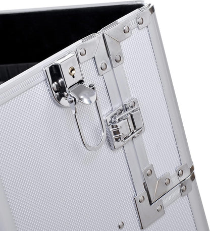 HOMCOM - Professional Makeup Artist Trolley Beauty Case Aluminium, silver