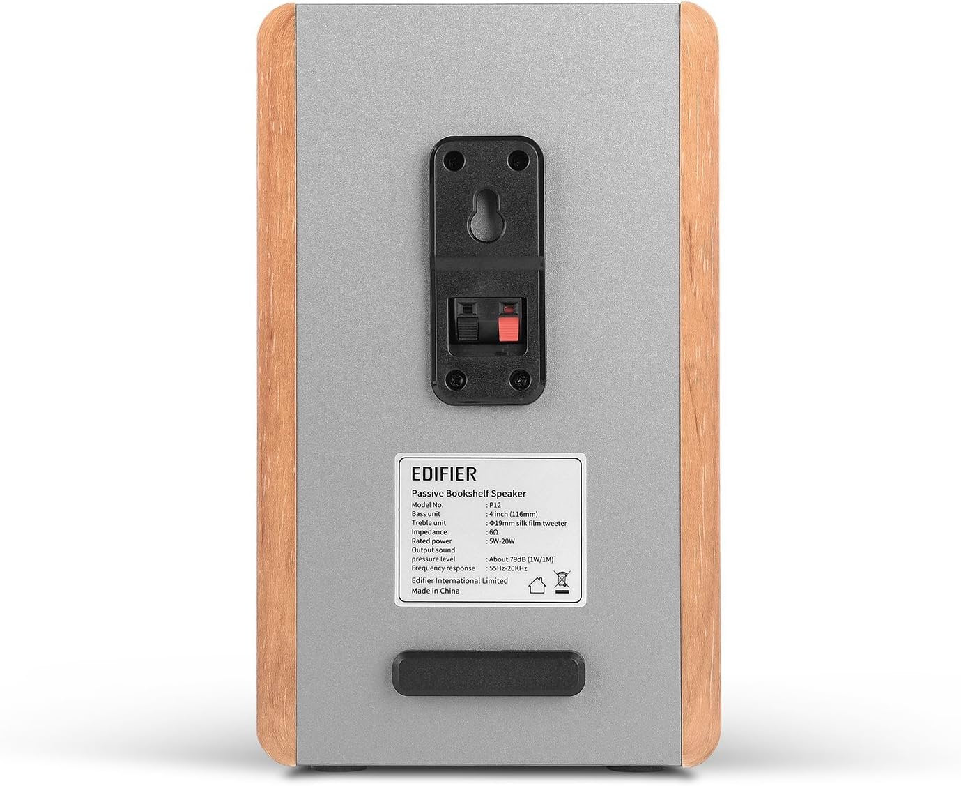 Edifier P12 Passive Bookshelf Speakers - 2-Way Speakers with Built-in Wall-Mount Bracket - Wood Color - Pair - Needs Amplifier or Receiver to Operate