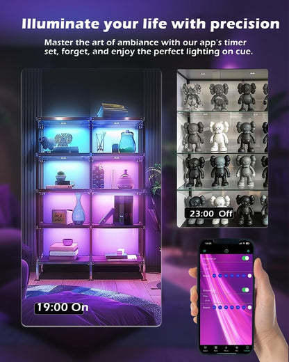 Cefrank Color Cabinet Lighting, Smart RGB LED Puck Lights Music Sync, Scene Modes, Color Changing LED Lights