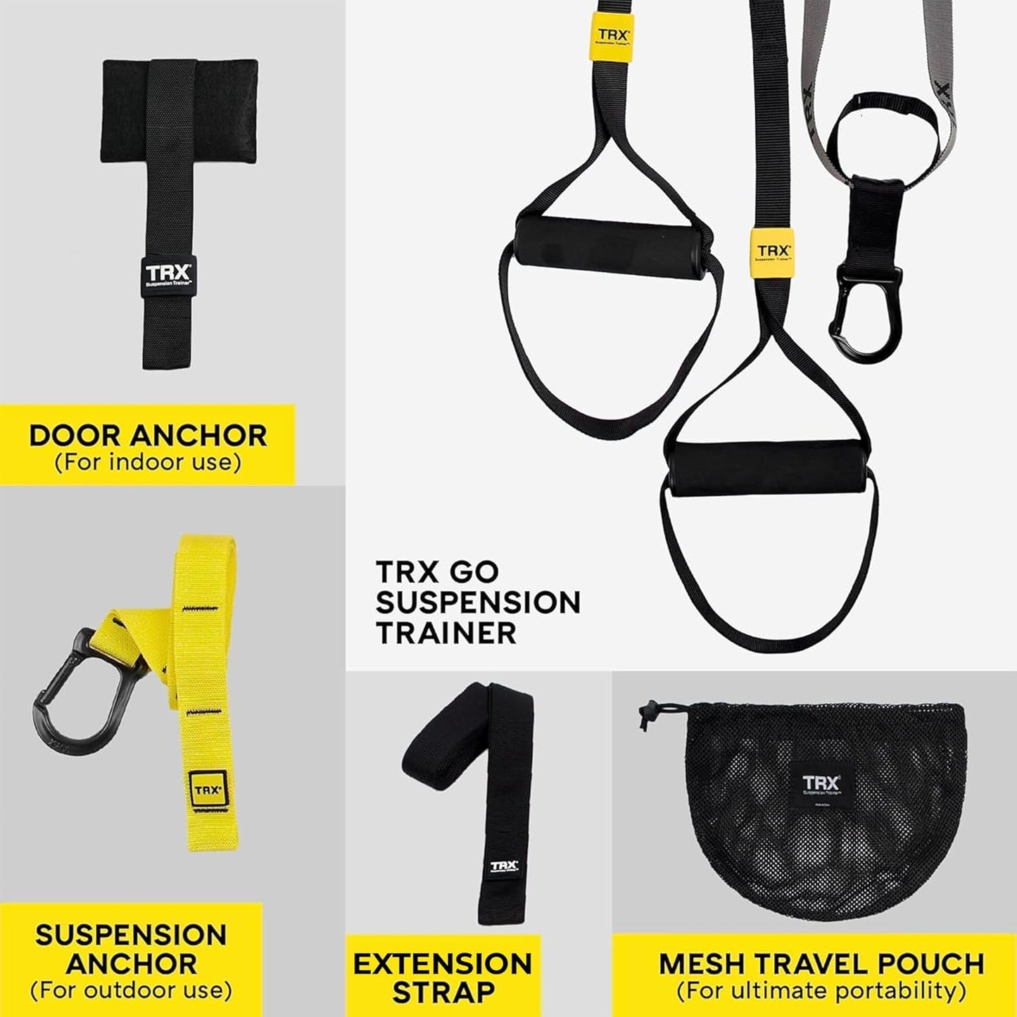 TRX GO Suspension Trainer System: Lightweight & Portable| Full Body Workouts, All Levels & All Goals| Includes Get Started Poster, 2 Workout Guides & Indoor/Outdoor Anchors