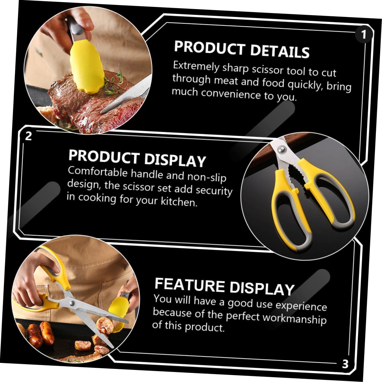CATIEBYE 1 Set Food Scissor Clip Kitchen Scissors for Bbq Meat Vegetable Cutting Premium Versatile Cooking Tool for Grilling Meal Prep