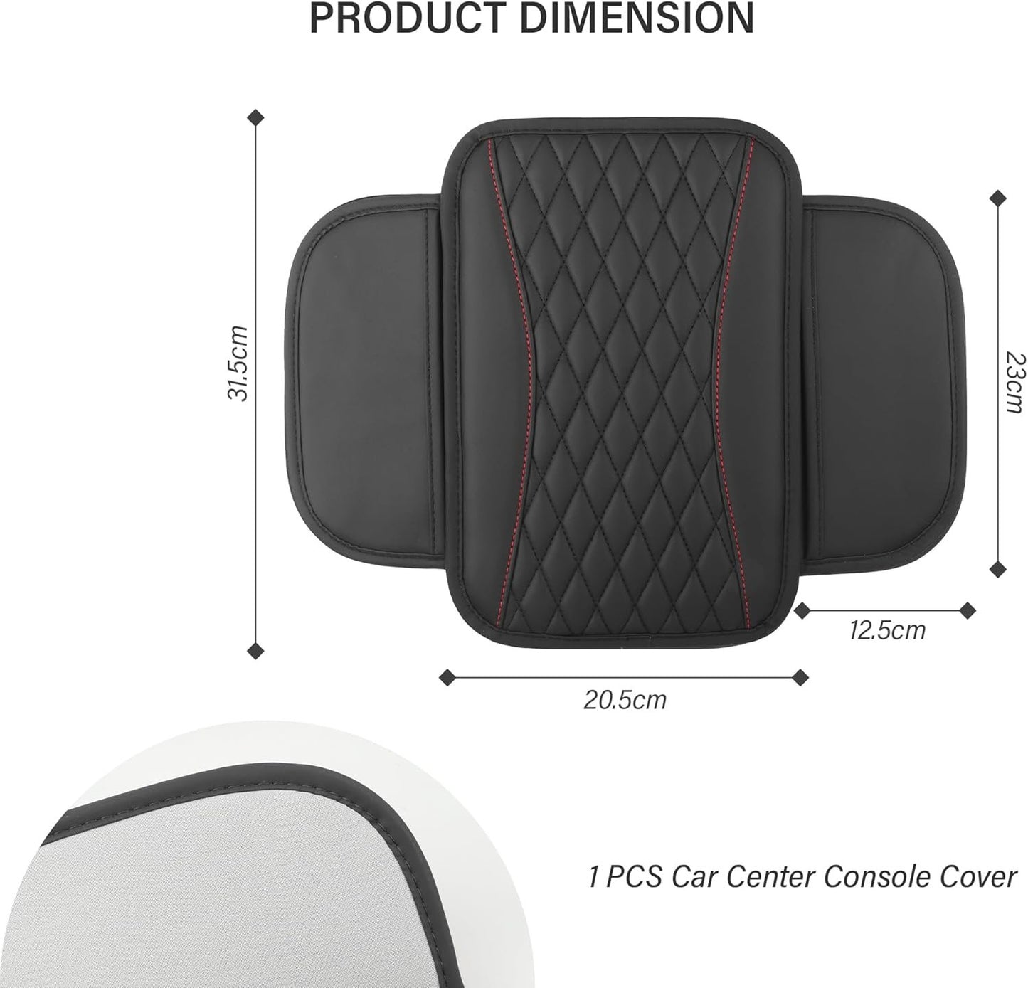 Upgraded Car Armrest Cover, Microfibre Leather Car Armrest Cover with 2 Storage Pockets, Car Arm Rest Cover for Car Accessories Interior for Vehicles (Black)