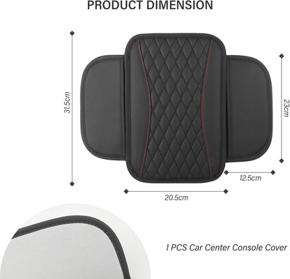 Upgraded Car Armrest Cover, Microfibre Leather Car Armrest Cover with 2 Storage Pockets, Car Arm Rest Cover for Car Accessories Interior for Vehicles (Black)