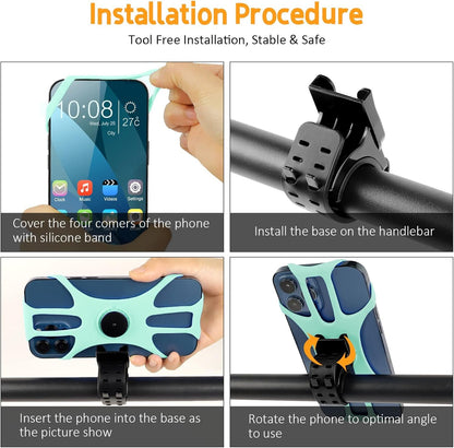 Universal Bike Phone Holder, Universal Smartphone Holder for Bike, 360° Rotating, Detachable Phone Holder for MTB Motorcycle Bicycle, Compatible with iPhone 13/12/11/Pro Max, Smartphone 4.5 "-7.0 "