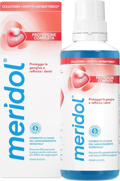 Meridol Antibacterial Mouthwash 400 ml, Soothes Irritated Gums, Protects Enamel, Fights Plaque Bacteria, Prevents Gum Bleeding, 0% Alcohol