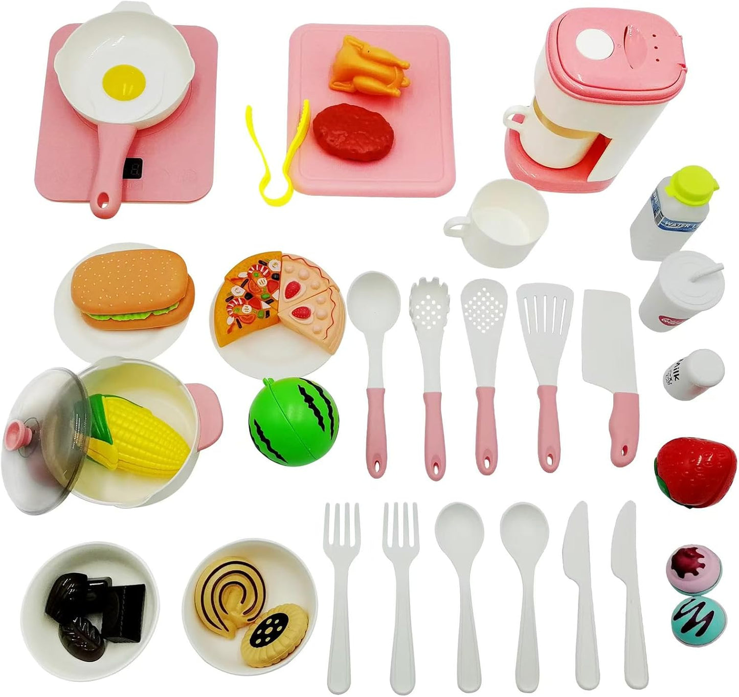 LESUNTINGKY 48-Piece Toddler Cooking Set with Realistic Stove & Utensils – Pretend Play Kitchen Toys for Kids (3-8 Years) BPA-Free, Skill-Developing, Christmas Birthday Gift