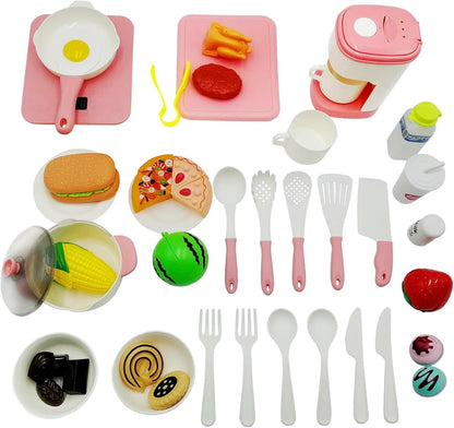 LESUNTINGKY 48-Piece Toddler Cooking Set with Realistic Stove & Utensils – Pretend Play Kitchen Toys for Kids (3-8 Years) BPA-Free, Skill-Developing, Christmas Birthday Gift