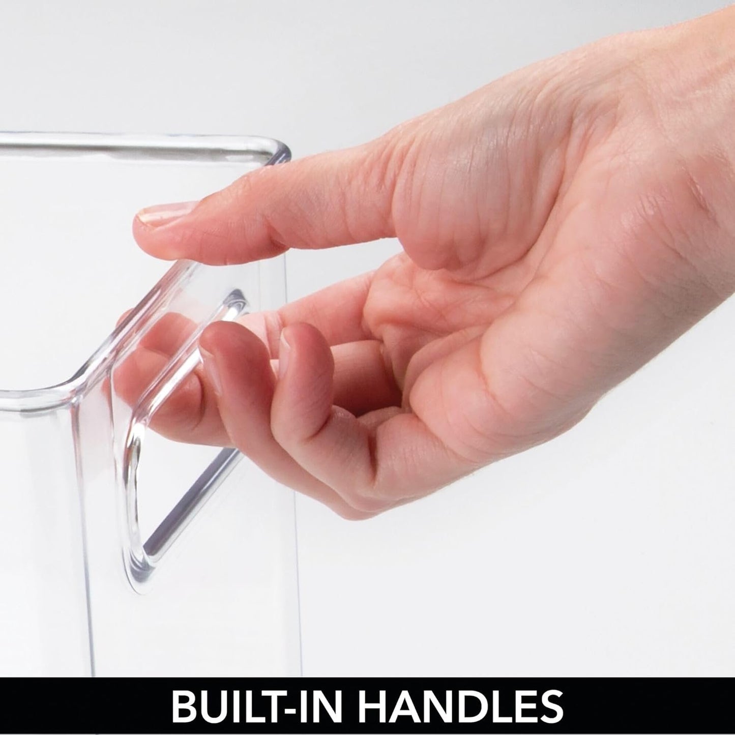 iDesign Plastic Fridge and Freezer Storage Organizer Cube Bin With Handles, Clear Container for Food, Drinks, Produce Organization, BPA-Free, 6" x 6" x 6", Clear