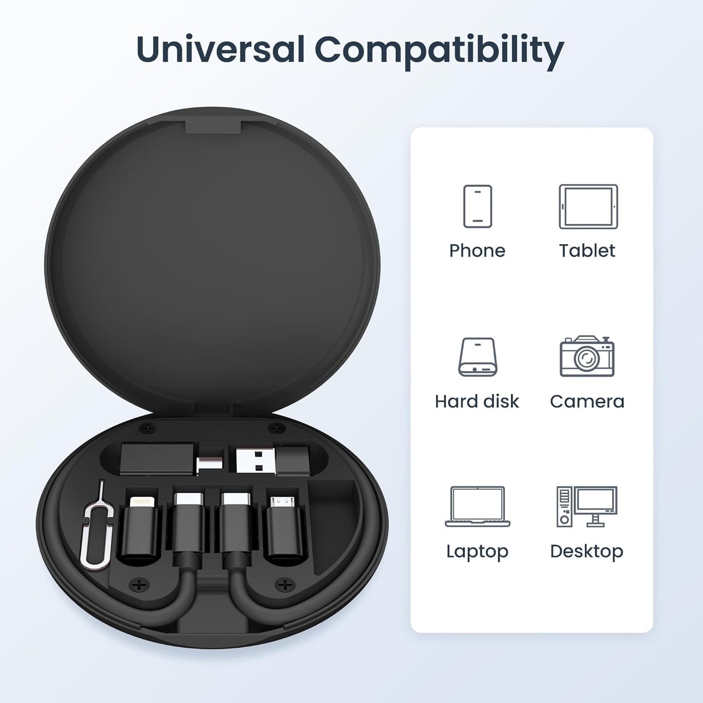 Elebase USB Charging Adapter Kit Box,USB to USBC Adapter Set,Type C to USB 3.0 OTG iOS Micro Multi Portable Converter Case with 1Ft 100W Charger Cable for iPhone 16 15 Max Pro,Samsung Galaxy S25 Plus