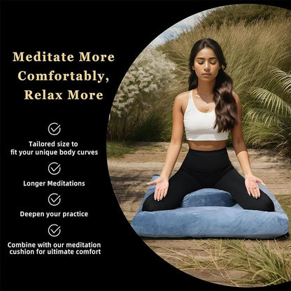HPAMR zafu and zabuton Meditation Cushion Mat Set Large Zabuton Floor Pillow & Round Zafu Bolster with Washable Natural Cotton Covers, Premium Yoga Buckwheat Fill Bolster Yoga Mat for Perfect Sitting