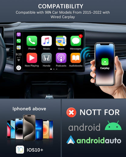 Wyxron Adattatore Carplay Wireless, 2025 Dongle Wireless CarPlay Stabile Con Usb C/A 5.8ghz Wifi per Oem da Carplay Cablato a Wireless Plug&Play, Compatible with Cars from 2015 & iPhone iOS 10+