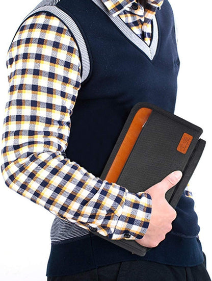 RFID Blocking Passport Wallet, RUMANLE Family Travel Passport Holder Bag Waterproof Card Organiser with Hand Strap Zip,Ticket Cash Coins Holder Case for Outdoor Sporting Traveling - Black