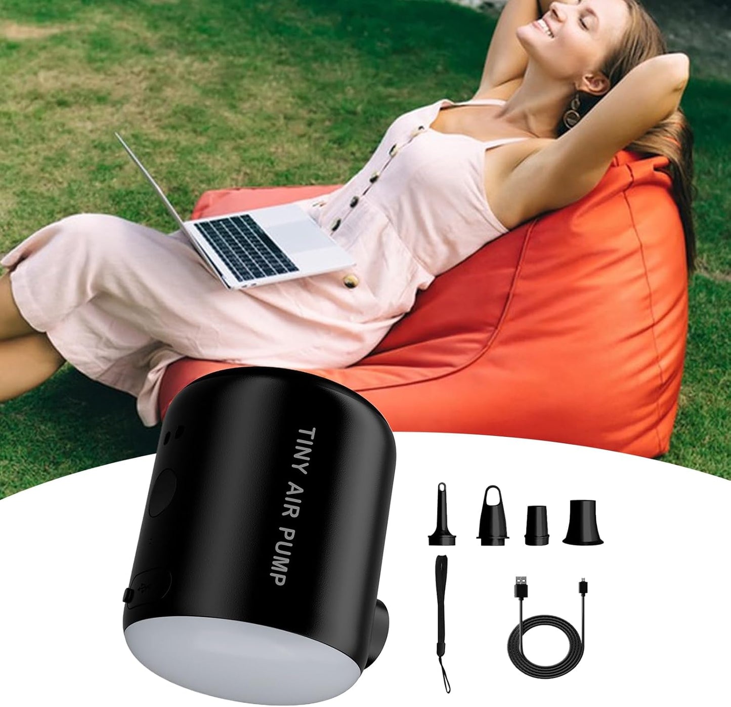 Electric Pump Inflatables, Swimming Pool Inflator, 2.76in Rechargeable Air Pump, 2200mah Capacity, Lightweight Design for Outdoor Gear, Home Travel, Camping, Picnics