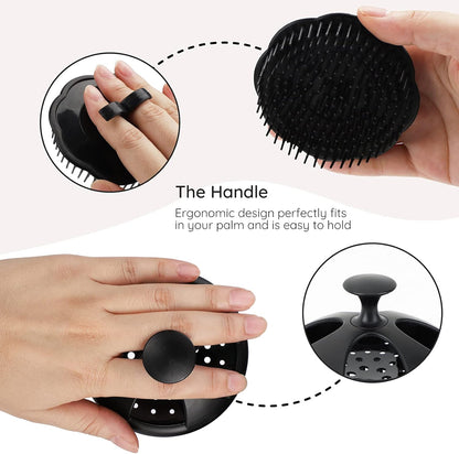 Segbeauty Scalp Massage Brushes, 4 Pcs Shampoo Brush Floriated Shower Comb Long Short Teeth Set, Head Massage Brush for Hair Growth Beard Tidying Pet Grooming Brushes Wet and Dry Scalp Care Black