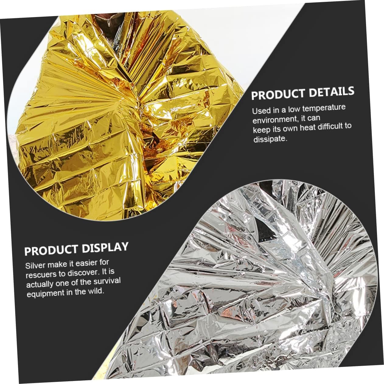 Parliky Emergency Thermal Blanket Set Survival Gear Camping Blanket Heat Reflective for Outdoor Protection