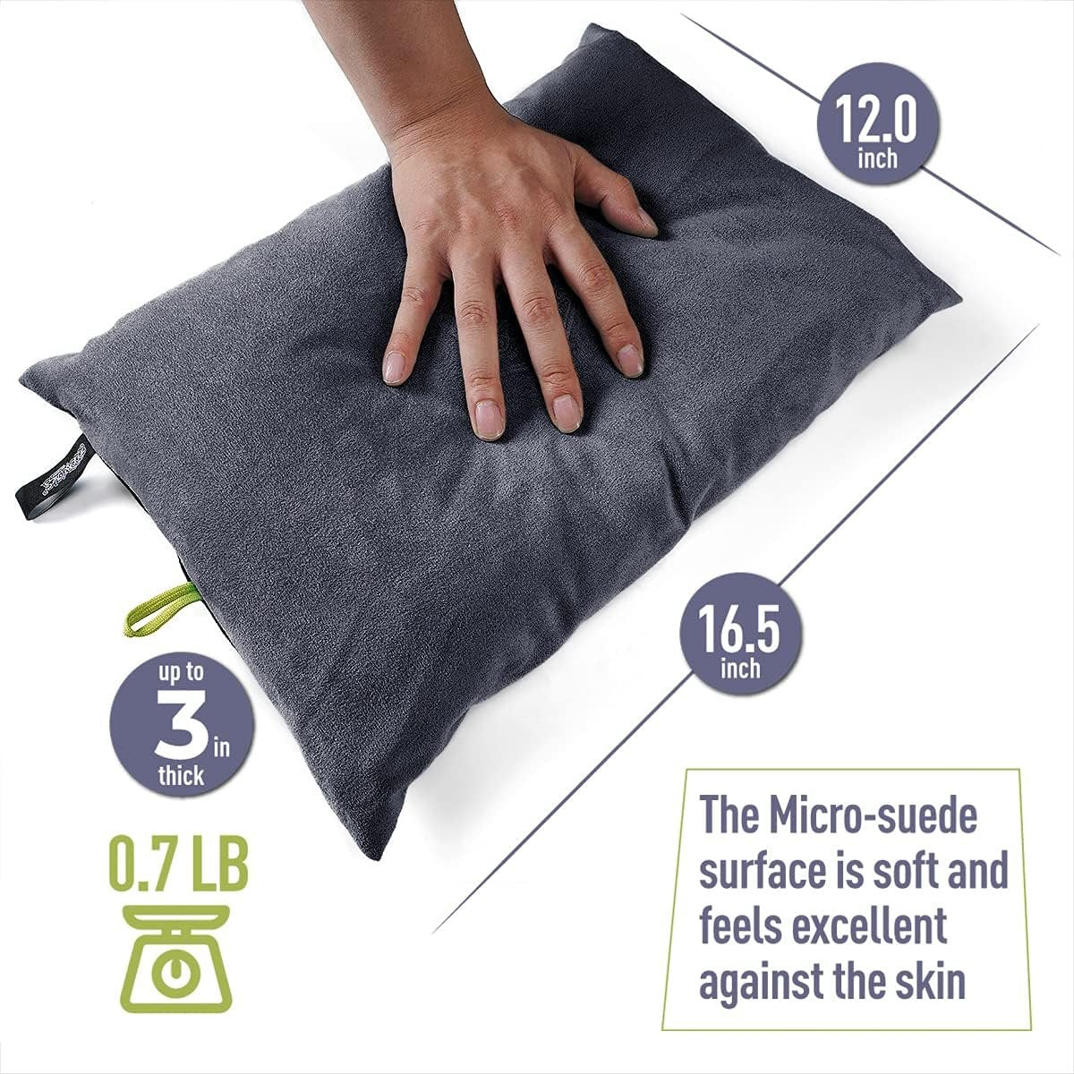 ZOOOBELIVES Down Filled Camping Pillow with Washable Cover, Lightweight Travel Pillow for Neck and Lumbar Support, Compact for Hiking, Backpacking, Camping, and Outdoor Adventures - Alplive S2046