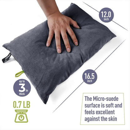 ZOOOBELIVES Down Filled Camping Pillow with Washable Cover, Lightweight Travel Pillow for Neck and Lumbar Support, Compact for Hiking, Backpacking, Camping, and Outdoor Adventures - Alplive S2046