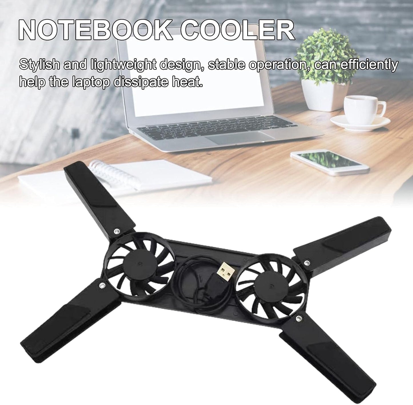 Laptop Cooler - Notebook Fan Stable Stand, Adjustable Height Laptop Stand | Quiet Height Adjustable Slim ful Cooling Pad for Computer Laptop Mouse Pad, Laptop Stand Holder Bed Sofa Office