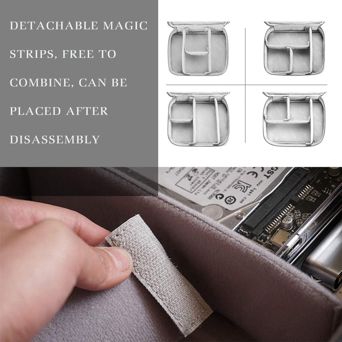 OrgaWise Travel Cable Organizer Accessories Case Cable Bag for Carry Camera, iPad and Memory Card with Set of 2 Data Lines Protect Set