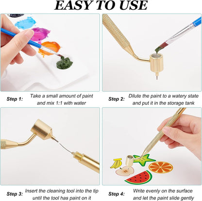 GORGECRAFT 1pc Slanting Fine Line Painting Pen Fluid Writer Pen Retro Aluminum Fineliners Paint Pen Artists Student Sketch Portable Drawing Tools Art Craft Calligraphy Stationery Writing Supplies