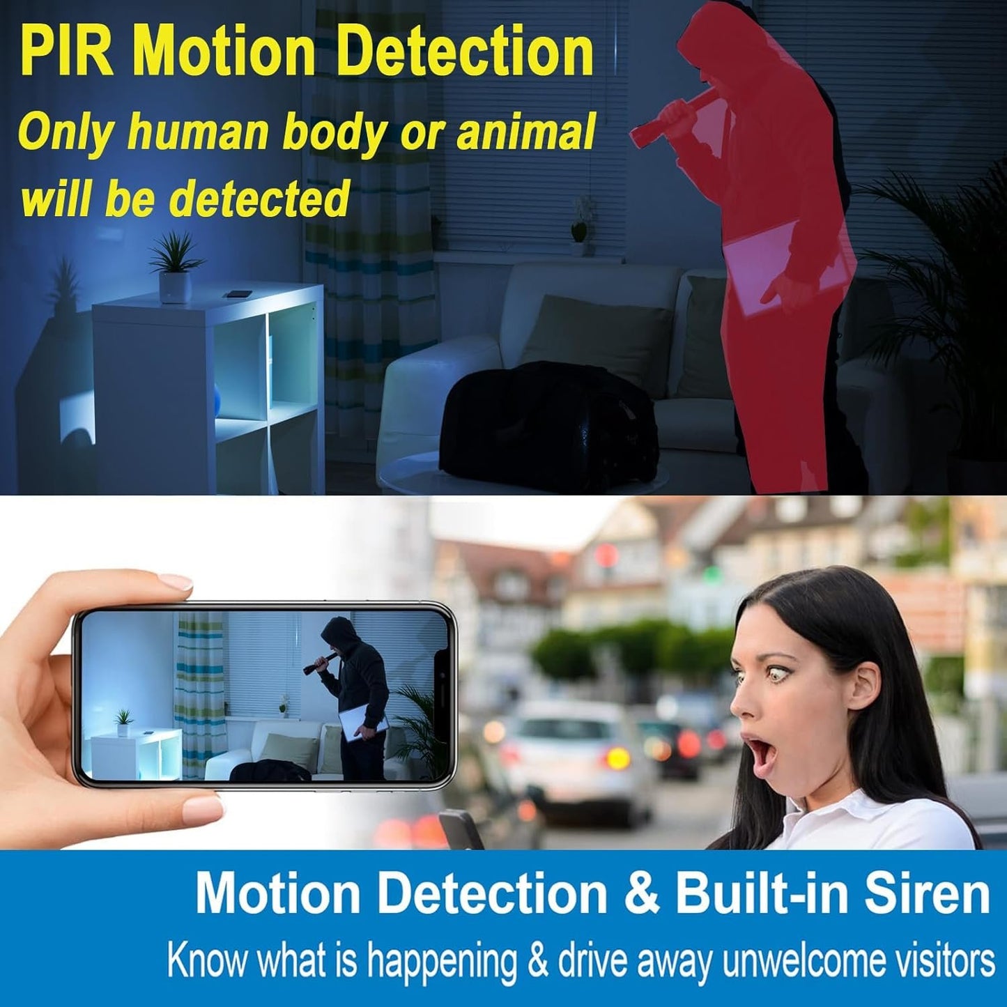 Rettru A2 Magnetic Wi-Fi Wireless Cameras for Home Security,No Wi-Fi Video Recorder with 64GB SD Card,150 Days Battery Life,Night Vision,Motion Detection,Cloud Storage for Car,Baby,Pet & More