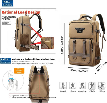 RELITRK Large Travel Backpack Carry,Camping Hiking Backpack,Water Resistant Outdoor Daypack Travel Bag for Climbing Skiing