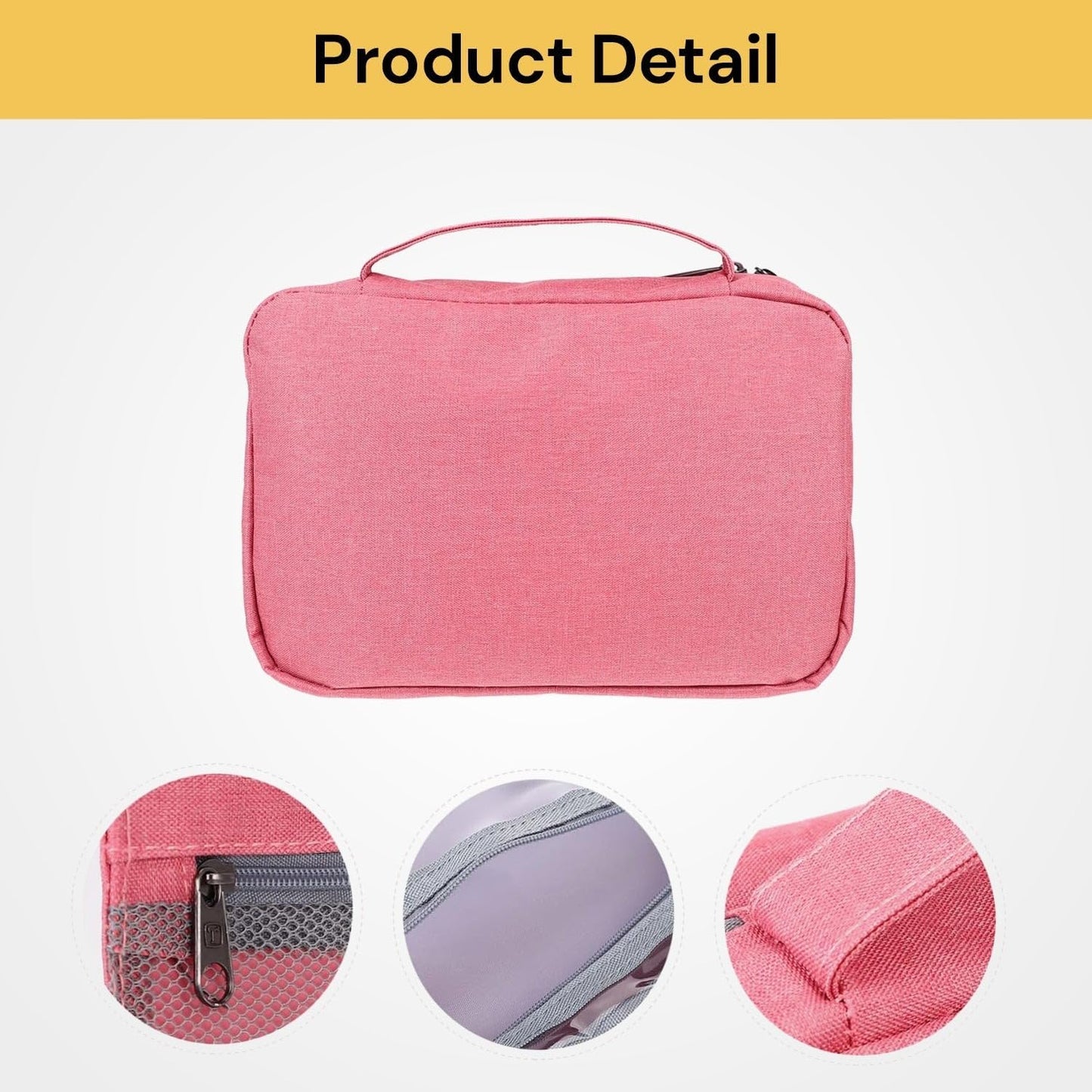 EZONEDEAL Hanging Toiletry Bag Waterproof Travel Makeup Bag Portable Washable Bag Large Capacity Cosmetic Traveling Organizer Case Multifunctional for Women Camping Outdoor Container (Pink)