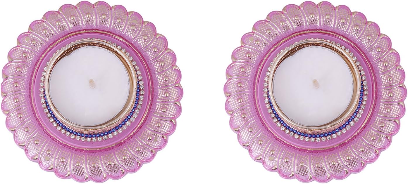 Handicraft Storeroom Acrylic Decorative Diya with Tealight Holder for Christmas and All Festive Seasons.(Set of 2 diyas)
