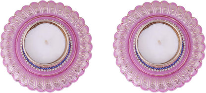 Handicraft Storeroom Acrylic Decorative Diya with Tealight Holder for Christmas and All Festive Seasons.(Set of 2 diyas)