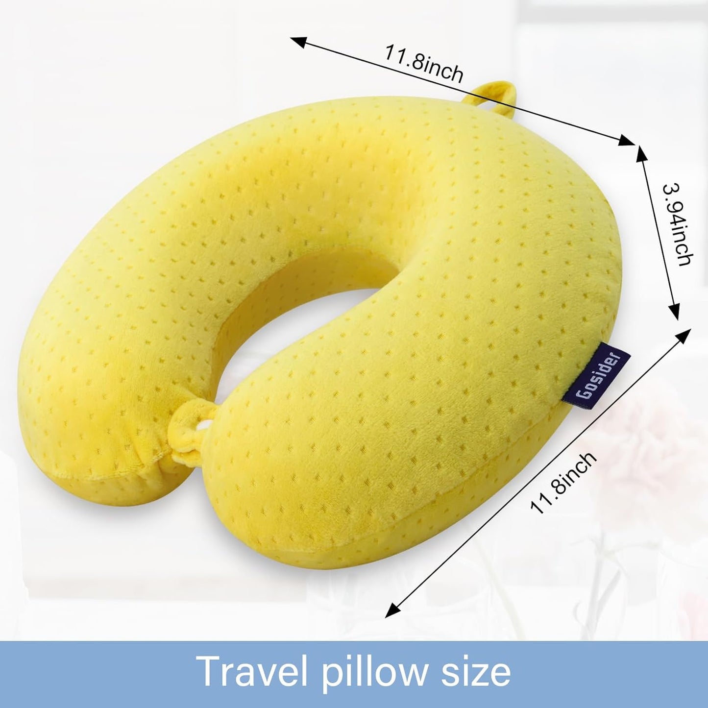 Travel Pillow Memory Foam Neck Pillow for Airplanes Neck Pillow for Traveling, Car, Home, Flight Portable Pillow for Sleeping Provide Head Neck Support Rest Yellow