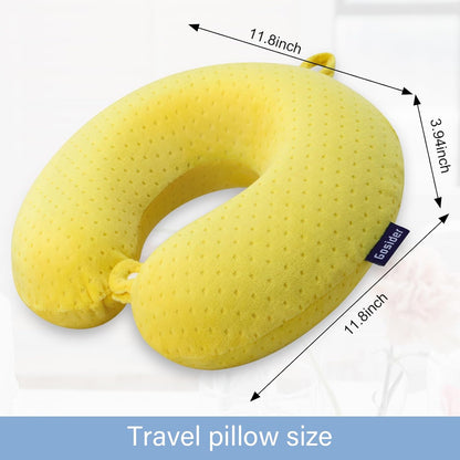 Travel Pillow Memory Foam Neck Pillow for Airplanes Neck Pillow for Traveling, Car, Home, Flight Portable Pillow for Sleeping Provide Head Neck Support Rest Yellow